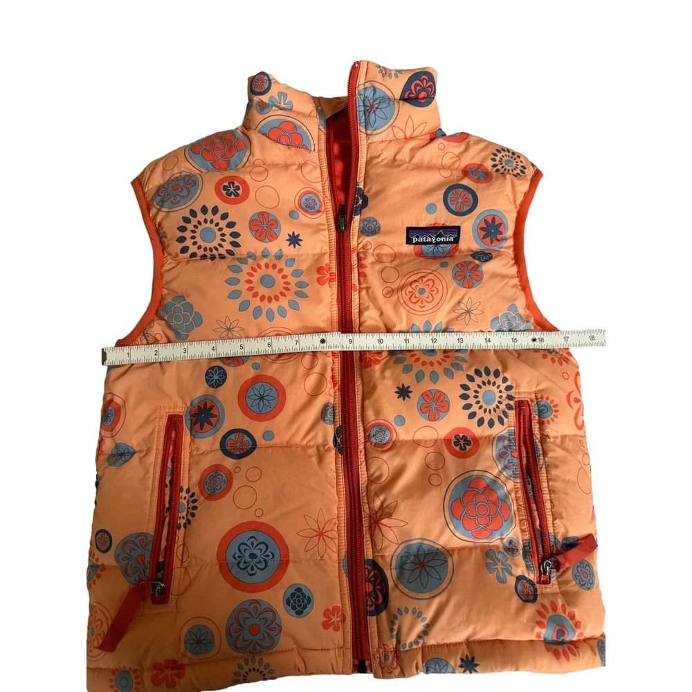 Patagonia Girls Goose Down Orange Puffer Vest Size M‎